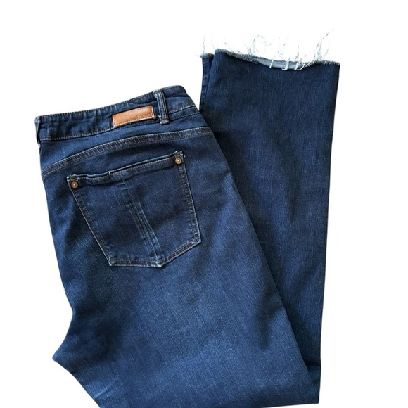 Democracy Flex-ellent Denim Jeans Sz 16X31 Stretch Dark Wash Raw Hem High Waist - Picture 2 of 4